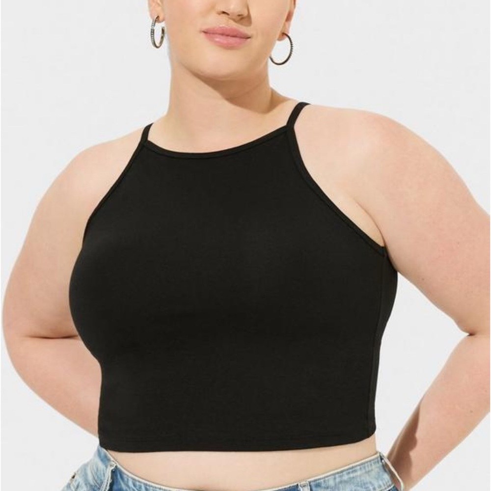 Black Foxy High Neck Crop Top -Torrid
